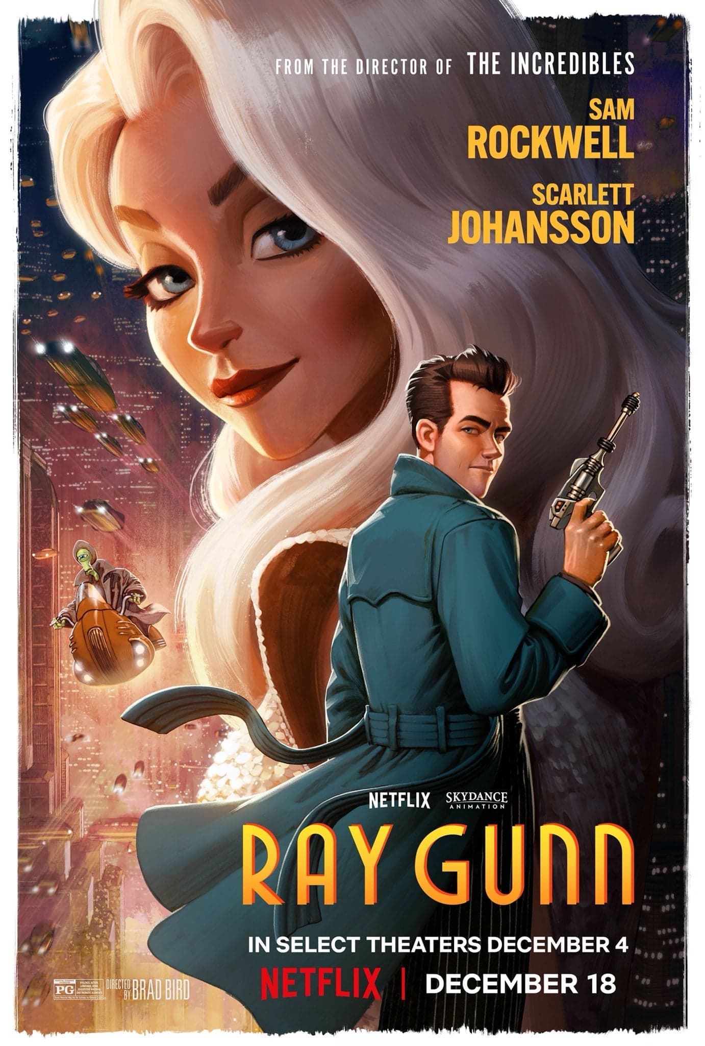 Netflix presenta «Ray Gunn», el noir animado de Brad Bird con Sam Rockwell y Scarlett Johansson